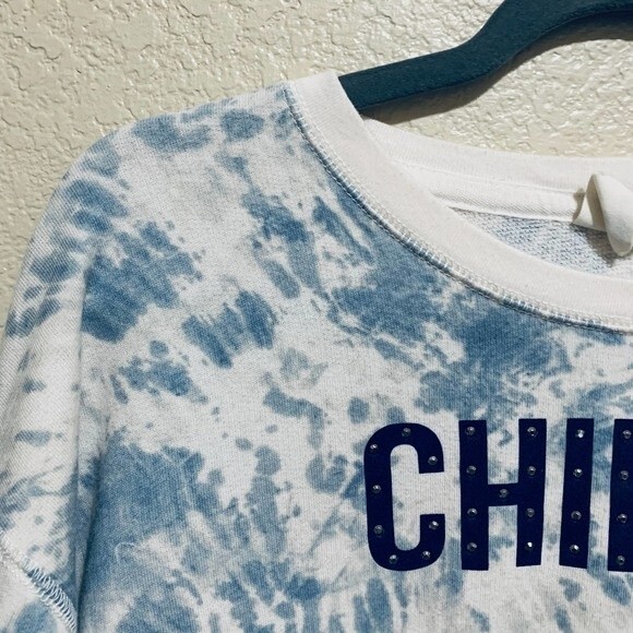 Aeropostale blue sweatshirt Tokyo Darling CHILLIN crop top size L streetwear - Picture 5 of 6